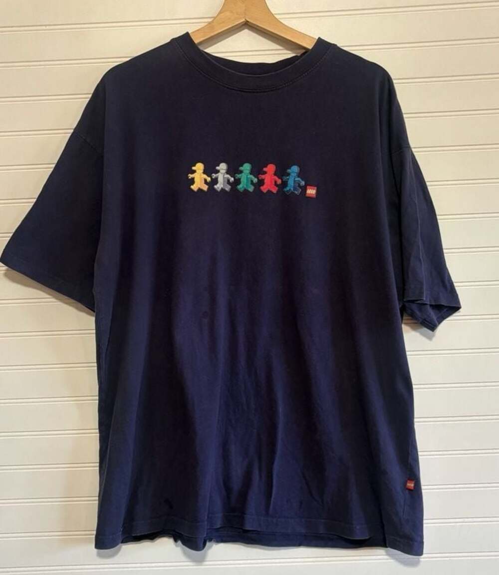 Vintage LEGO Colorful Minifigure Graphic Navy T-Shirt Size XL